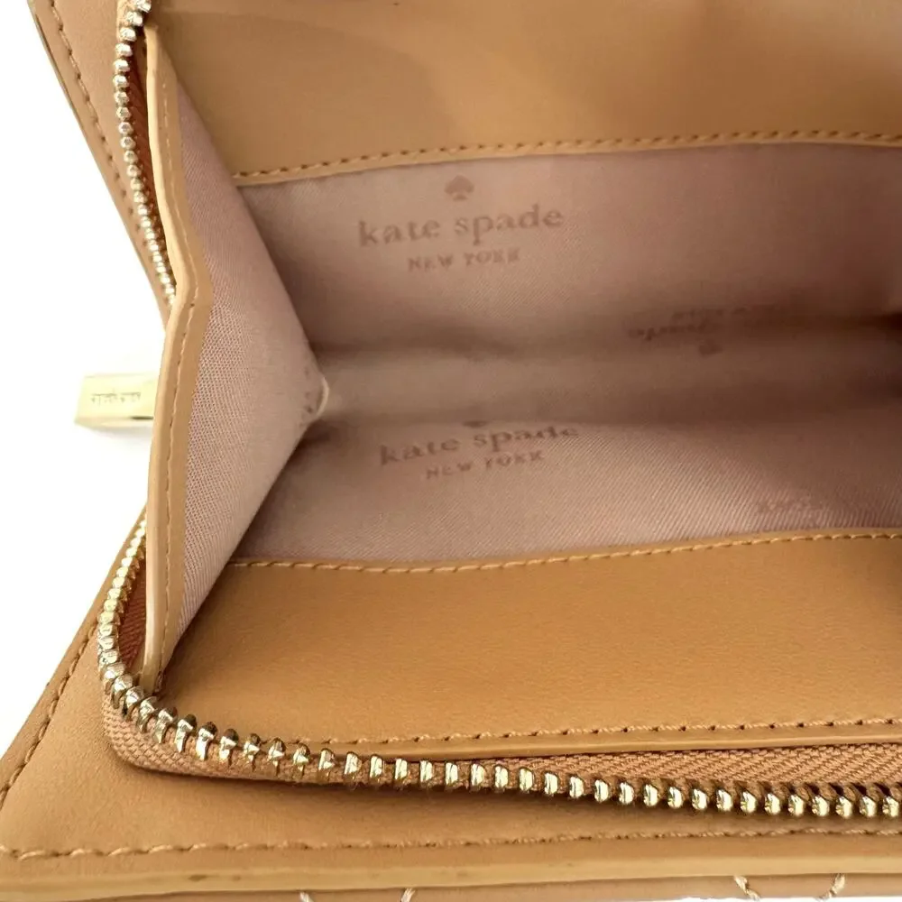 Kate Spade Carey Medium Quilted Folding Wallet with ID Window in Tiramisu Mousse